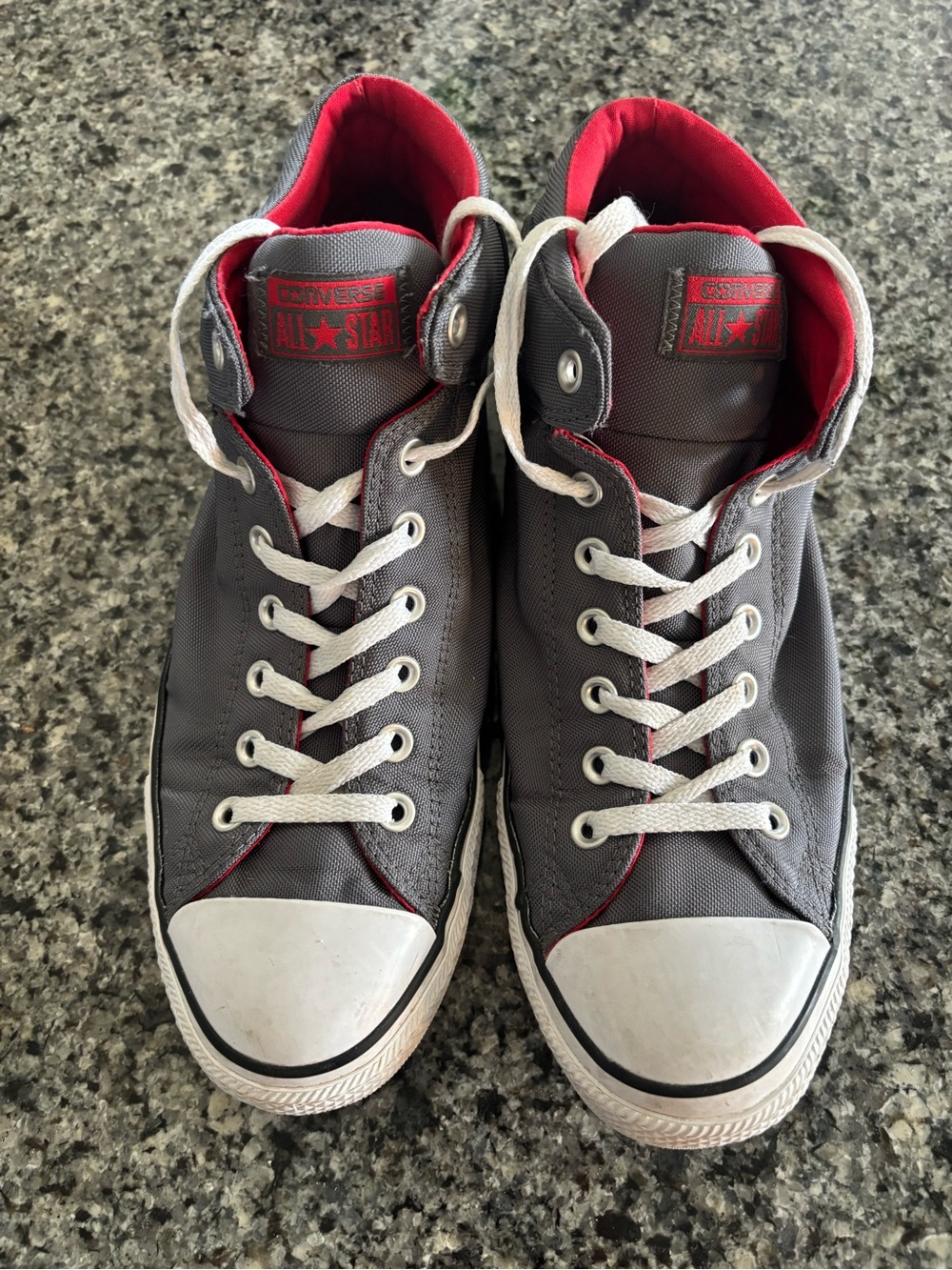 Converse All Star Men's Gray High-Top Sneakers with Red Lining